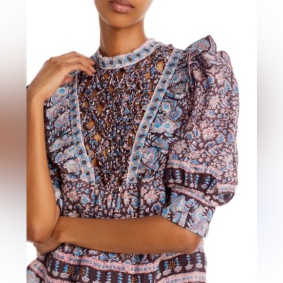 Sea New York Amaki Printed Puff Sleeve Top - Picture 1 of 8